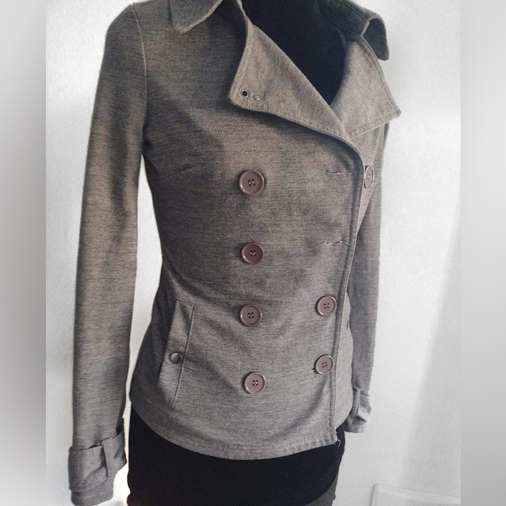 Wet Seal Gray Double-Breasted Pea Coat – Size XS - Picture 6 of 9